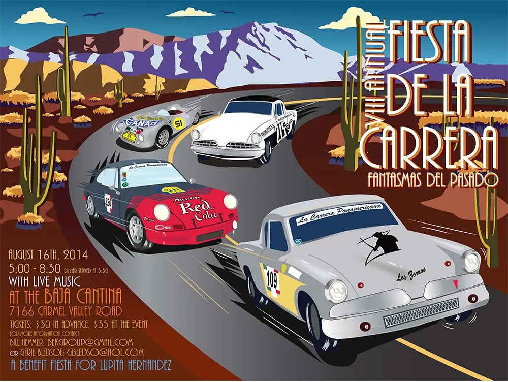 Fiesta de la Carrera illustrated event poster